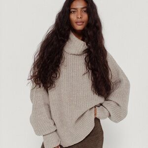 Indigo Luna Elegant Taupe Turtleneck Sweater